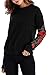 ZJCT Womens Crew Neck Long Sleeve Top Floral Embroidered Pullover Sweatshirts