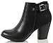 Soda Women's Faux Leather and Faux Suede Back Buckle Accent Chunky Heels Ankle Boot