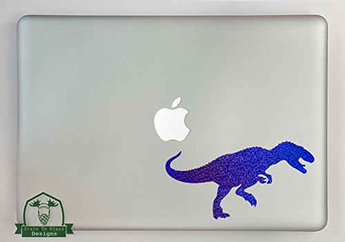 T-Rex Dinosaur Specialty Vinyl Decal Sized To Fit A 11" Laptop - Blue Metal Flake