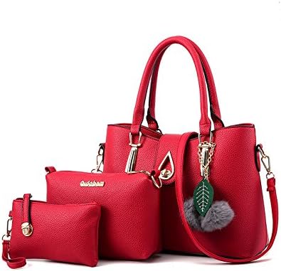 Tisdaini Women's Handbag Simple and Stylish Large-Capacity 3 Piece Set Shoulder Slung Wallet