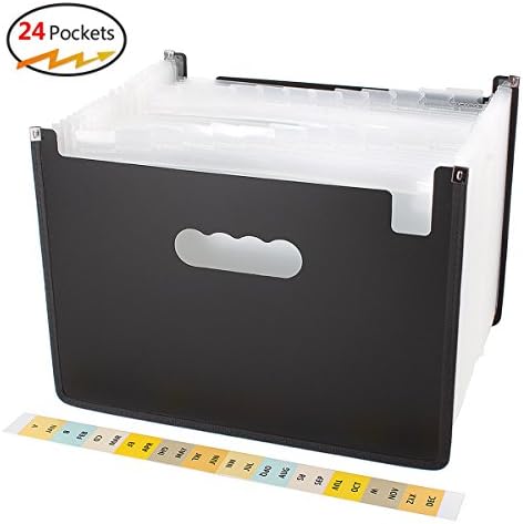 HJSMing 24 Pocket Large Capacity Expandable Plastic Folders/Multicolor Folders/A4 Accordion File Manager/Business Folders Organizer Office File Organizer Bag