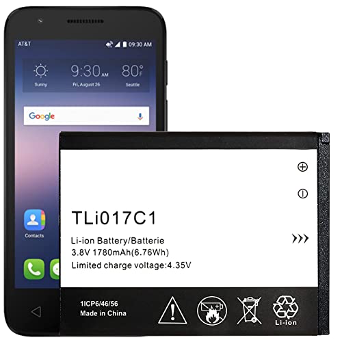 TLi017C1 Replacement Battery for Alcatel GreatCall Jitterbug Flip Phone, Ideal 4060A (AT&T), Streak 4060O (Cricket)
