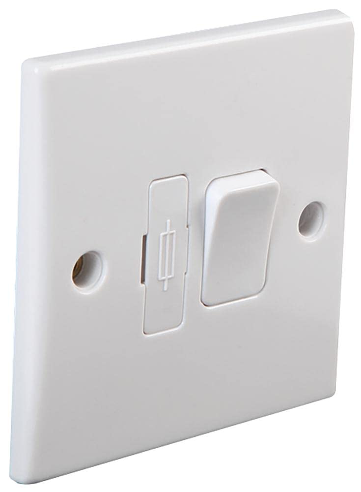 PRO ELEC 13A Switched Fused Connection Unit – 1-Gang, Double Pole, Rounded Edge, 250V AC – PEL01409