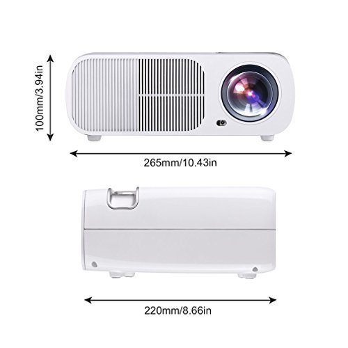 Video Projector ,LESHP 1080P HD Home Cinema Theater Multimedia Office Projector 2600 Lumens Efficiency Backyard Outdoor LCD Support Laptop Xbox VGA USB HDMI for iPad iPhone Android Smartphone TV