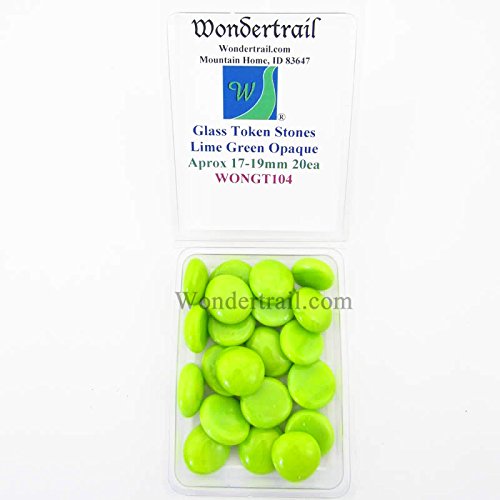 Lime Green Opaque Glass Tokens 17-19mm Aprox 23/32in Pack of 20 Wondertrail