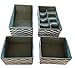 Dresser Drawer Organizer | Organize Socks Bra Underwear Scarves Ties Baby Clothes | Foldable Fabric Bins | Chevron Pattern 4 Set | La Luna