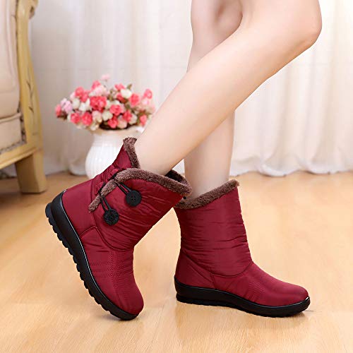 Teresamoon Women's Ladies Winter Waterproof Short Snow Boots Footwear Warm Shoes (Red/36)