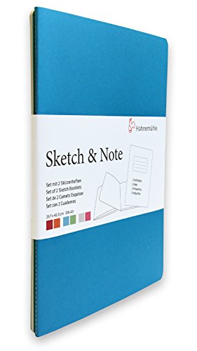 Hahnemhle Sketch & Note Booklet Bundle -Delphinium and Menthe Covers, A6, 20 Sh