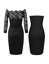 Absolute Rosy vestido de fiesta de encaje con cuello en V de manga larga para mujer