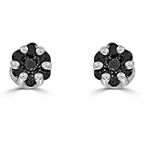 1/6 cttw Round Black Treated Diamond Flower Cluster