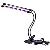 Mocent Plant Lights,18W Dual Head LED Grow Lights Adjustable 2 Level Dimmable Desk Clip with 360 Degree Flexible Gooseneck LED Plant Growing Lamp and Double on/off Switch Indoor Plant Growing Lights