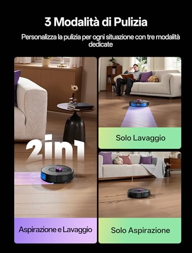 Vexilar W15 Robot Vacuum Cleaner with Mapping 15000PA, 3 Hours Autonomy, Automatic Emptying, Bagless, Robot Vacuum Cleaner Mapping with Station for Carpets/Floors