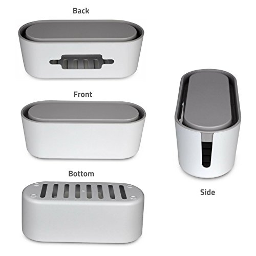 Bins & Things Cable Management Box and Power Strip Organizer | Entertainment Center, USB, Computer, Charging Cords | Compact, Discrete Safety … (Small)