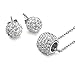 Jstyle Stainless Steel Cubic Zirconia Necklace for Women Ball Stud Earrings Jewelry Set Elegant Silver-Tone