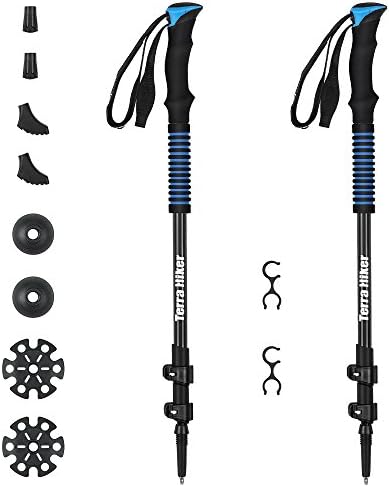 Terra Hiker Trekking Poles Carbon Fiber, Walking poles Telescopic, Lightweight for Men and Women, Quick Locks, with Carrying Bag & All Terrain Accessories, Perfect for Hiking, Walking & Running