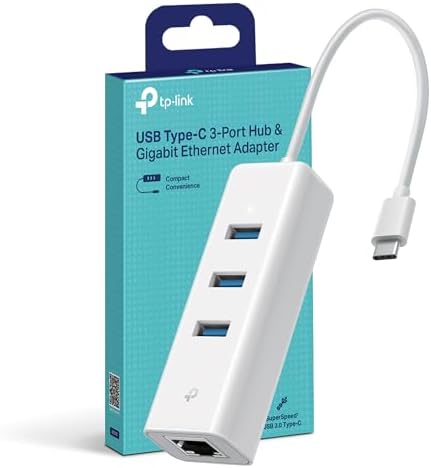 Adattatore USB Ethernet UE330C USB 3.0 Type C con 3 Porte, Gigabit Ethernet, Plug & Play, Compatto e leggero, Windows 11/10/8.1/8/7, MacOS, iPadOS, Chrome OS, Linux OS, Nintendo OS