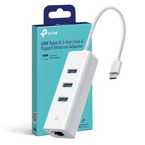 Adattatore USB Ethernet UE330C USB 3.0 Type C con 3 Porte, Gigabit Ethernet, Plug & Play, Compatto e leggero, Windows 11/10/8.1/8/7, MacOS, iPadOS, Chrome OS, Linux OS, Nintendo OS