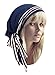 Soft Pre-tied Navy Blue Head-scarf Snood with Black & White Stripe Wrap - 093