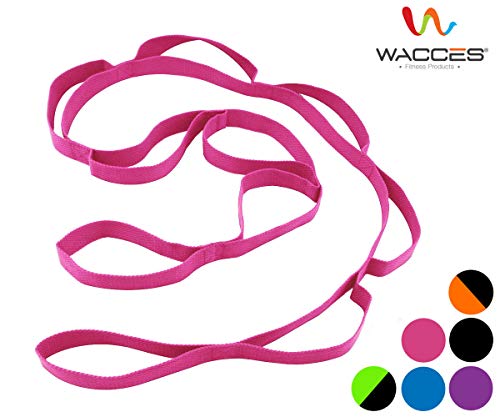 Wacces Yoga Strap Stretch Restore Multi-Grip Fitness Pilates Stretching Belt Multicolor (Pink)