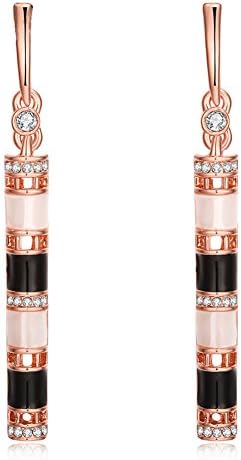 MAIKEDIAO Women's Handmade Vintage Rose Gold Long Cylindrical Shape Drop Dangle Earrings With CZ Bridal Party Wedding Jewelry