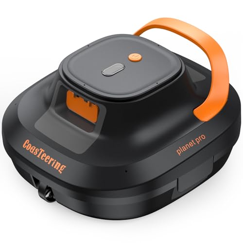 CoasTeering Robot Pool Battery, 200 Min Autonomy, 5200 mAh, Suction 140 L/Min, for Salt & Fresh Water, 2 Brushless Motors, Automatic Cleaner for Pools up to 120 m²