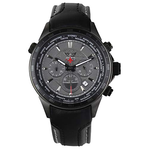 Aviators Watch by Aviator F-Series - Black Strap Grey Dial Men's Wristwatch - Pilot Quartz Chronograph