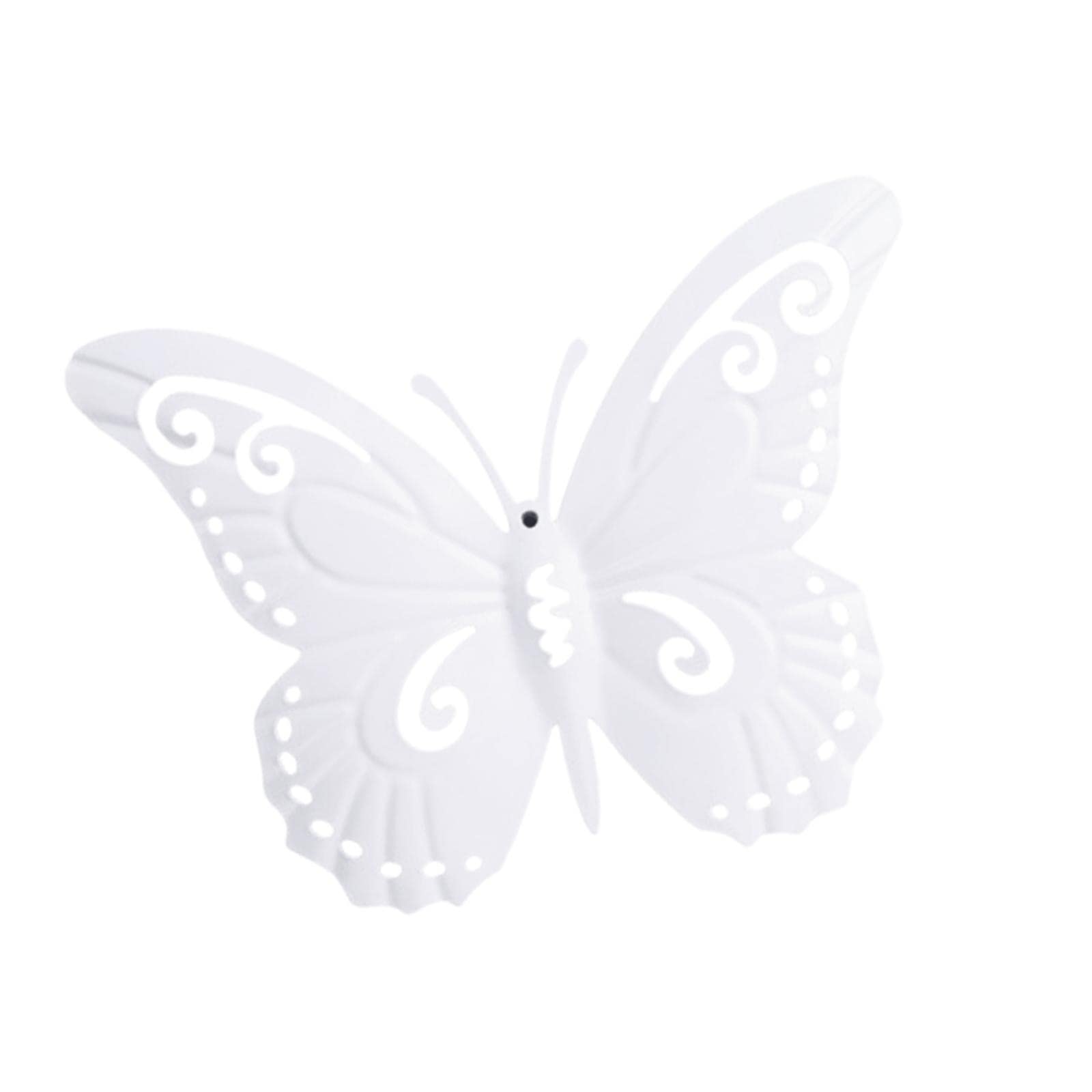 Colcolo 3D Butterfly Wall Decor Hanging Butterflies Exquisite Ornaments decoration Statue Metal for Home Kitchen Patio Fence Outdoor Indoor, White