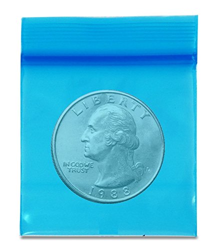 Apple Ziplock Bag -( 500ct Blue )- 2.5 Mil -- Mini Ziplock Baggies , #1515 Recloseable Bags 1.5" x 1.5" (( FREE 2 NBA PEN ))