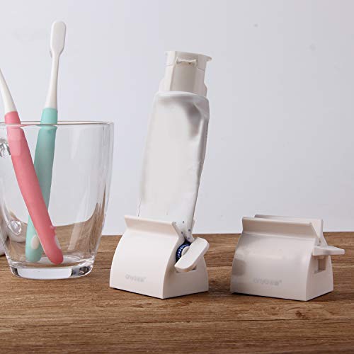 Rolling Tube Toothpaste Squeezer Toothpaste Seat Holder Stand for Bathroom Accessories-2pcs (White)