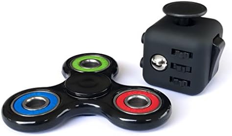 Brickwerkz Black Fidget Cube & Tri Spinner Toys for ADD, ADHD, Autism & Anxiety
