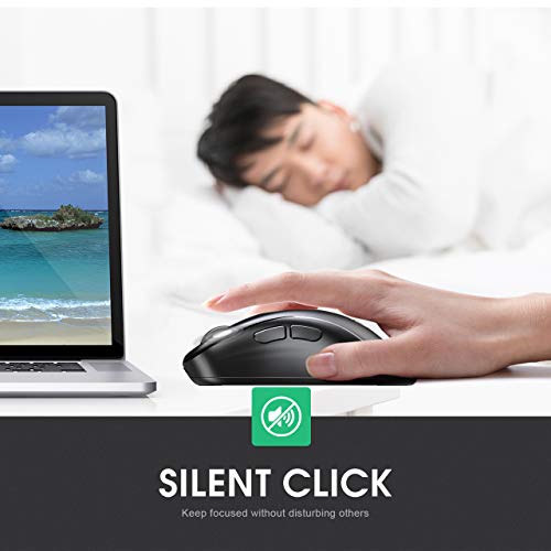 inphic Souris sans Fil, Silencieuse et Rechargeable USB 2.4G Souris d\'ordinateur 6 Boutons avec Récepteur USB Nano, 1600 DPI Réglable pour PC Ordinateur Portable Mac Windows MacBook Office, Noir