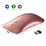 Wireless Mouse, Inphic Slim Silent Click Rechargeable 2.4G Wireless Mice 1600DPI Optical Portable USB PC Computer Laptop Cordless Mouse with Nano Receiver for Windows Mac MacBook, Rose Gold