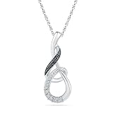 Sterling Silver Black and White Round Diamond Fashion Pendant (0.05 CTTW)