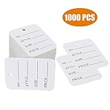 1000 PCS Price Tags, Clothes Size Tags Coupon Tags Making Tag White Store Tags Clothing Tags, 1.94" X 1.38"