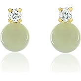 LOOYUUPEE Natural Hetian Jade & Zircon Necklaces Earrings Ring for Women, Dainty Green Jade Charm Pendant Jewelry Gift for Mom Lover Her, Anniversary Gift Birthday Gift Christmas Gift