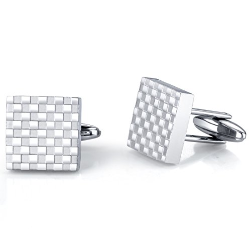 Peora Handsome and Genteel: Stainless Steel Checkerboard Square Cuff-links for Men