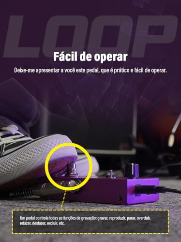 M-VAVE Pedal de Loop Profissional LOOP II para Guitarra e Baixo - 11 Minutos de Gravação, 3 Bancos de Memória, Função Pré-Gravação, Controle USB/WAV, Velocidade Ajustável Compatível Violão