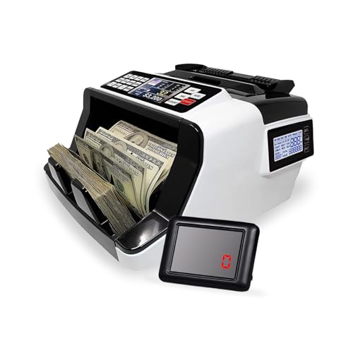 CRONY Money Counter Machine Banknote - AL-7200 Portable Counting Money Detector With Rechargeable Battery For Any Currency,UV MG IR DD Counterfeit Bill Detection Cash Counting with Dual Display