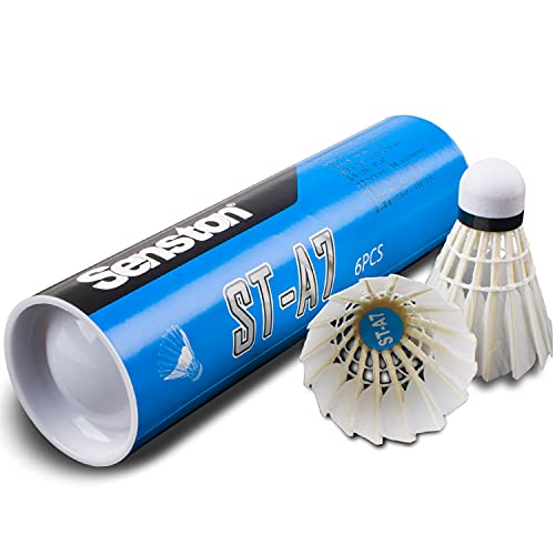 Senston Badminton Shuttlecocks 6 Pcs Entertainment Durable Shuttlecocks | Flight path is stable, High-quality Duck Feathers, Composite cork ball head