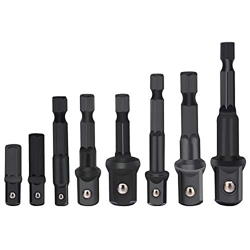 OSOF Magnetic Extension Bar Socket Adapter Drill Bit, 8Pcs Black Impact Socket Square Nut Driver Bit + 3Pcs 1/4 Hex Shank Screwdriver Bit Holder +1Pcs 1/4 Hex 105 Degree Right Angle Drill Attachment