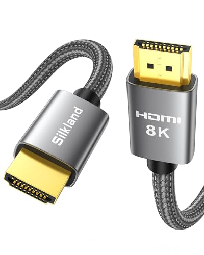 Silkland 8K HDMI 2.1 Kabel 10m, HDMI®Kabel eARC 48Gbps, PS5 HDMI Kabel 4K@120Hz, 2K@240Hz/144Hz, 8K@60Hz, HDR10, HDCP 2.2/2.3 für Soundbar TV Box, HDT