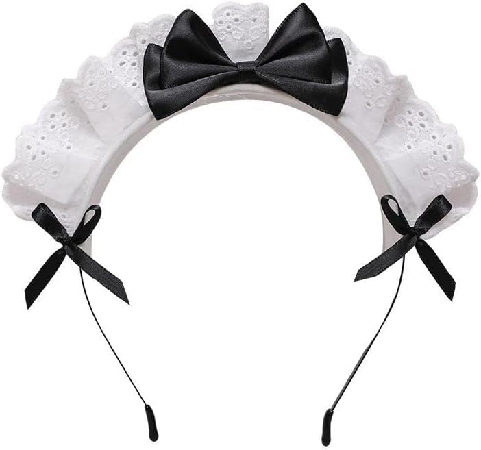 Black Women Girls Lolita Headband Lace Bow Hair Band Maid Anime Cosplay Headwear Ribbon Bowknot Cute Hair Band Party Hair Accessories，Women's Fashion Headbands，Hair Care