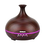 Aromatherapy Essential Oil Diffuser, GOOLOO 300ml Wood Grain Ultra Quiet Ultrasonic Air Aroma Cool Mist Humidifier with 7 Color Night Light, 4 Timer Settings, Waterless Auto Shut-off