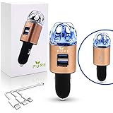 Car Air Purifier 3in1 Premium Stainless Steel HEPA Filter Ionizer w/Dual USB Quick Charge 3.0 USB-Eliminate Allergens Odor Smell, Smoke, Pets, Pollen Mold Bacteria w/Anti-Microbial Deodorizer (Bronze)