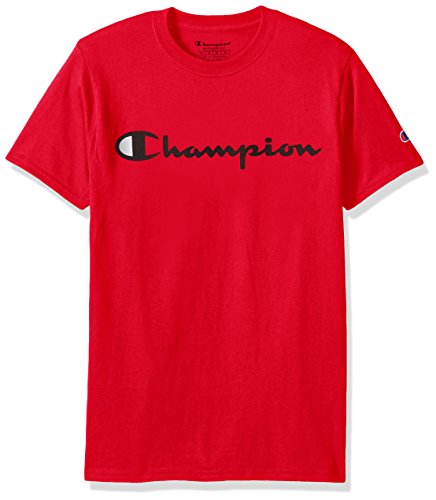 Champion Men's Classic Jersey Script T-Shirt, Athletic Red, S