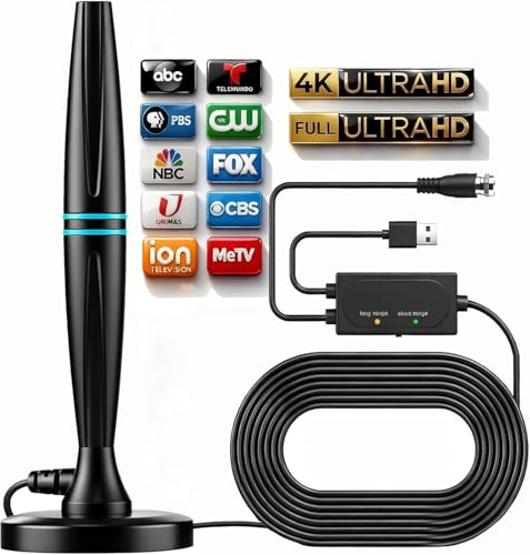 TV Antenna for Smart TV Indoor,TV Antenna for Local Channels | Support 4K 1080p with Signal Booster Antenna TV Digital HD Indoor & Outdoor-Cylindrical Antenna