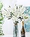 LNHOMY 6 Pack Artificial Lily Flowers Full Bloom Fake Latex Real Touch Artificial Flower Bouquets with 3 Heads Wedding Party Decor Home Decor, (White)