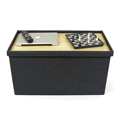 Humble Crew, Grey Coffee Table Storage Ottoman with Tray Pricepulse