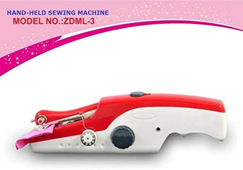 Happy2Buy Cordless Portable Handheld Electric Sewing Machine, Handy Stitch Battery Operated Sewing Machine for Easy & Quick Repairs Fabric, Leather, Denim etc (Red (ZDML)