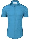 TAM Ware Men's Casual Slim Fit Short Sleeve Winkle Free Button Down Shirt